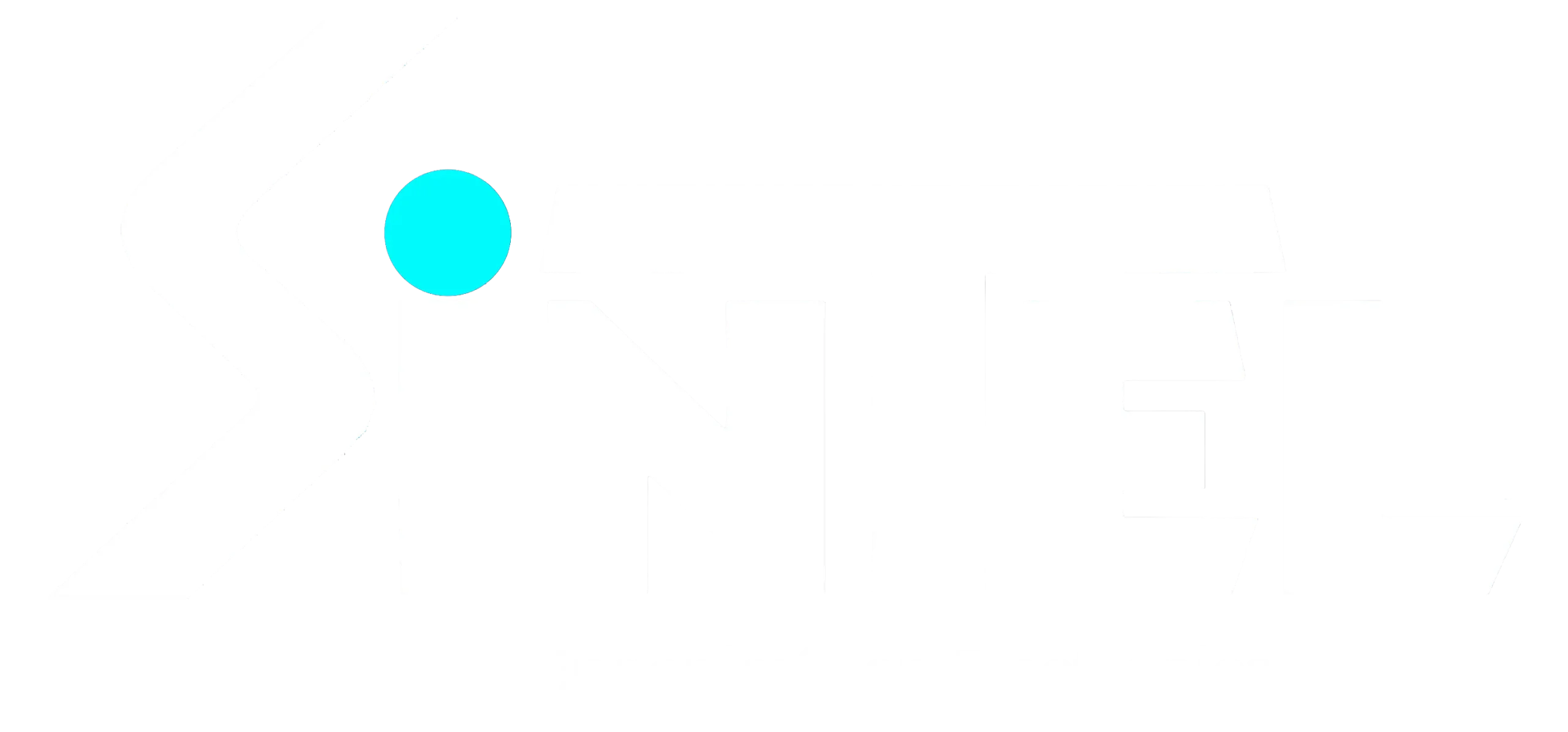 Logo Sintel Ingeniería Electrónica en color blanco con detalle en la I de color turquesa